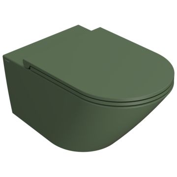 Vas WC suspendat Globo Forty3 Rimless 36x57 cm evacuare orizontala, verde deschis mat (felce)