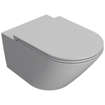 Vas WC suspendat Globo Forty3 Rimless 36x57 cm evacuare orizontala, crem deschis mat (ghiaccio)