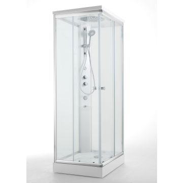 Cabina dus hidromasaj patrata cu usi glisante Glass Archimede Shower 90x90 cm
