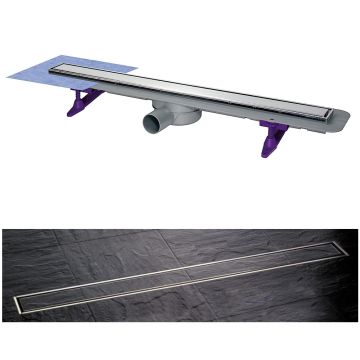 Rigola dus Kessel Linearis Compact Plus cu clapeta Multistop si sita par, 55 cm