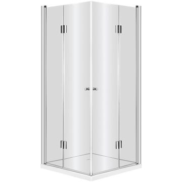 Cabina dus patrata cu usi pliante Deante Keria 80x80 cm, profil crom