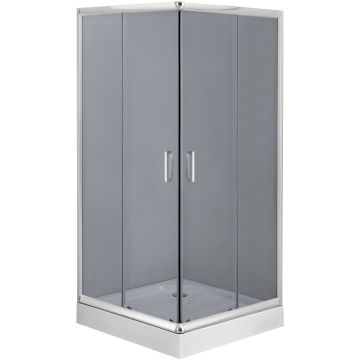 Cabina dus patrata cu usi glisante Deante Funkia 80x80 cm, profil crom, geam gri