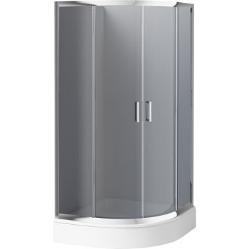 Cabina dus semirotunda cu usi glisante Deante Funkia 80x80 cm, profil crom, geam gri