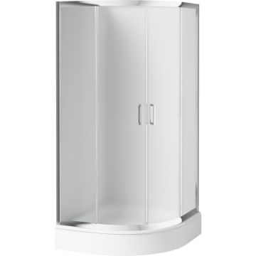 Cabina dus semirotunda cu usi glisante Deante Funkia 80x80 cm, profil crom, geam mat