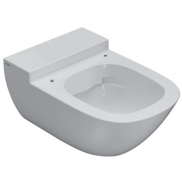 Vas WC suspendat Globo Stockholm Rimless 37x58 cm evacuare orizontala, alb lucios