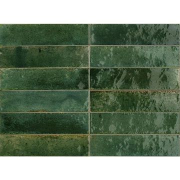 Gresie exterior / interior portelanata verde 6x24 cm, Marazzi Lume Green Lux