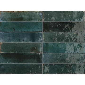 Gresie exterior / interior portelanata albastra 6x24 cm, Marazzi Lume Blue Lux