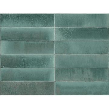 Gresie interior portelanata albastra 6x24 cm, Marazzi Lume Turquoise Lux