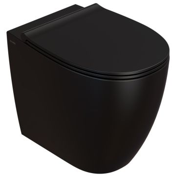 Vas WC pe pardoseala Globo 4All Rimless 36x54 cm evacuare orizontala sau verticala, negru mat