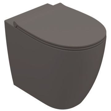 Vas WC pe pardoseala Globo 4All Rimless 36x54 cm evacuare orizontala sau verticala, maro/gri mat (agata)