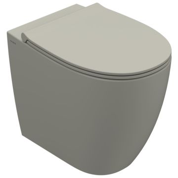 Vas WC pe pardoseala Globo 4All Rimless 36x54 cm evacuare orizontala sau verticala, bej inchis mat (cachemire)