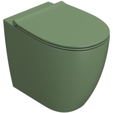 Vas WC pe pardoseala Globo 4All Rimless 36x54 cm evacuare orizontala sau verticala, verde deschis mat (felce)