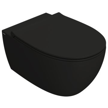 Vas WC suspendat Globo 4All Rimless 36x54 cm evacuare orizontala, negru mat