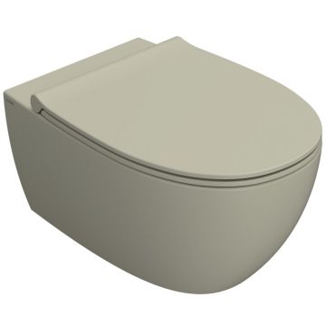 Vas WC suspendat Globo 4All Rimless 36x54 cm evacuare orizontala, bej inchis mat (cachemire)