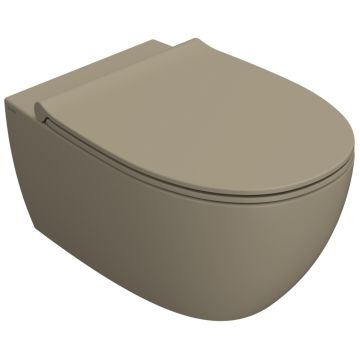 Vas WC suspendat Globo 4All Rimless 36x54 cm evacuare orizontala, crem mat (perla)