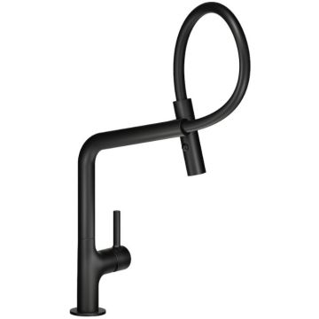 Nobili Lamp Baterie chiuveta bucatarie monocomanda cu dus extractibil, negru mat