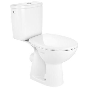 Set Vas WC pe pardoseala cu rezervor aparent si capac Roca Adele 36x65 cm evacuare orizontala