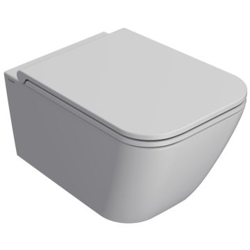 Vas WC suspendat Globo Stone Rimless 36x52 cm evacuare orizontala, crem deschis mat (ghiaccio)