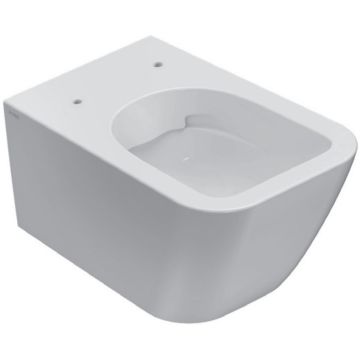 Vas WC suspendat Globo Stone Rimless 36x52 cm evacuare orizontala, alb lucios