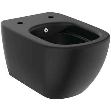Vas WC cu bideu suspendat Ideal Standard Tesi RimLS+ 36x53 cm evacuare orizontala, negru
