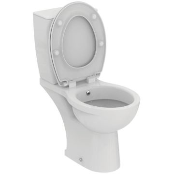 Set Vas WC cu bideu pe pardoseala cu rezervor aparent si capac Ideal Standard Eurovit 37x66 cm evacuare orizontala