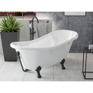 Cada freestanding ovala Besco Otylia 160x77 cm, picioare negre