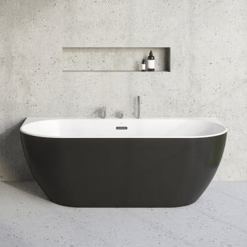 Cada freestanding semirotunda Ravak Freedom W acril 166x80 cm, negru